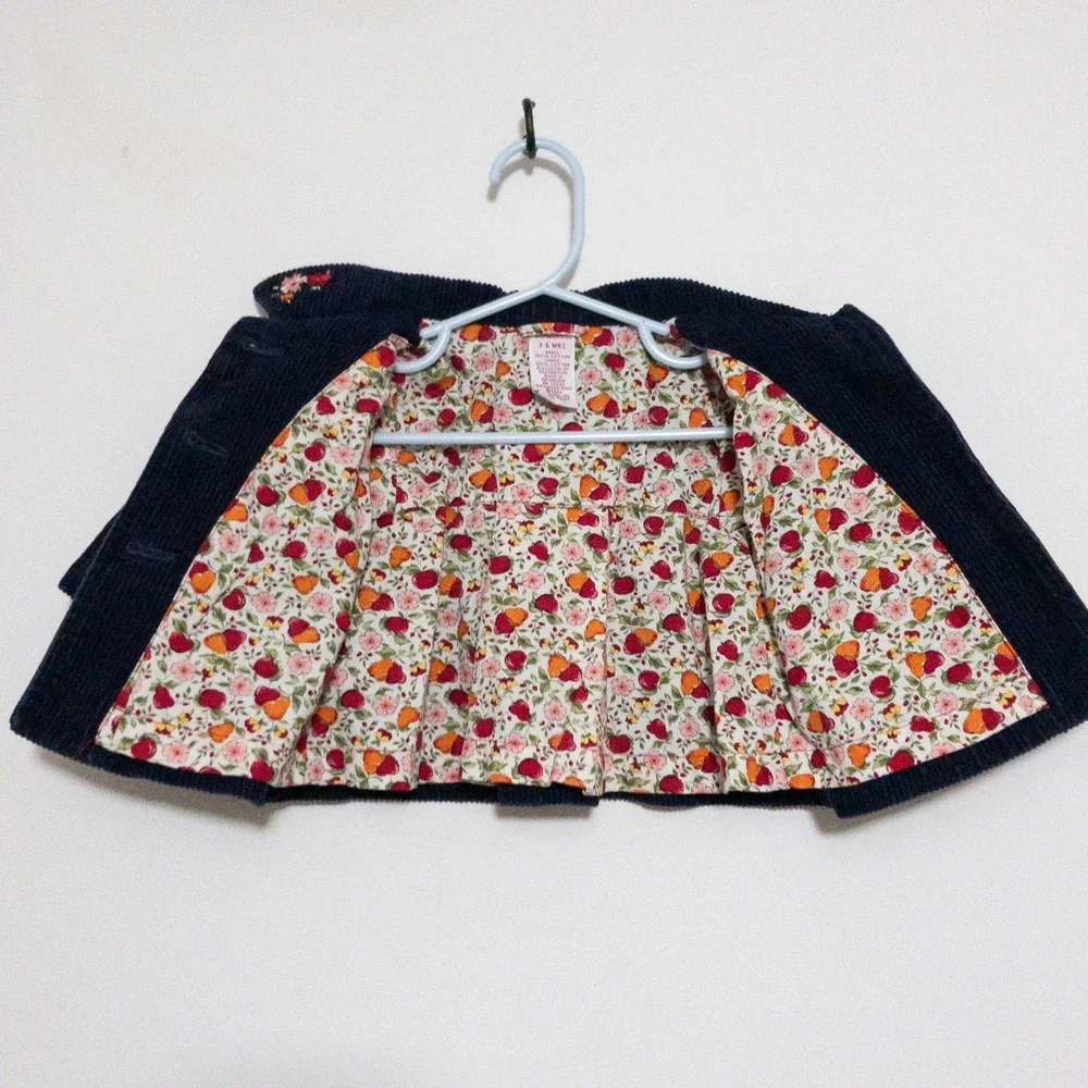 VTG Gymboree Blazer Infants 3-6M Blue 100 Cotton Embroidered Floral Corduroy Y2K